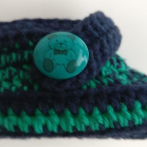 Babyslofjes blauw met groen