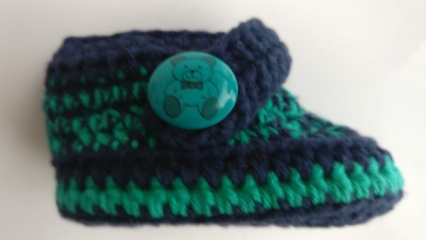 Babyslofjes blauw met groen