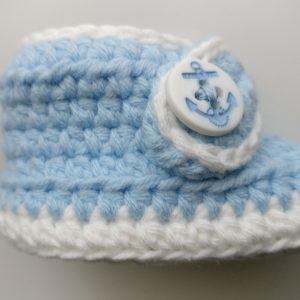 Babyslofjes blauw met witte rand
