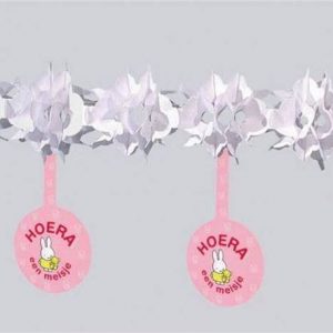 Geboorteversiering Hoera een meisje (hangslinger