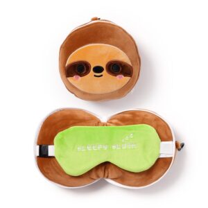 Relaxeazzz Pluche Luiaard Rond Reiskussen & Slaapmasker 1