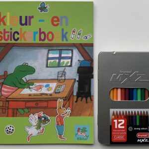 Kikker kleur- en stickerboek + 12 Bruynzeel kleurpotloden
