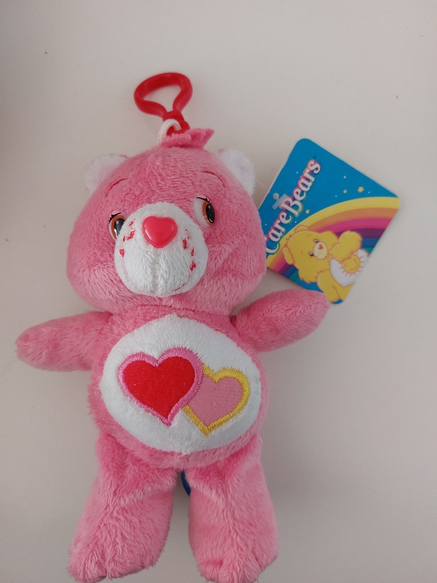 Troetelbeertjes Knuffel - Troetelbeer - Care Bears - Roze -sleutelhanger 14 cm